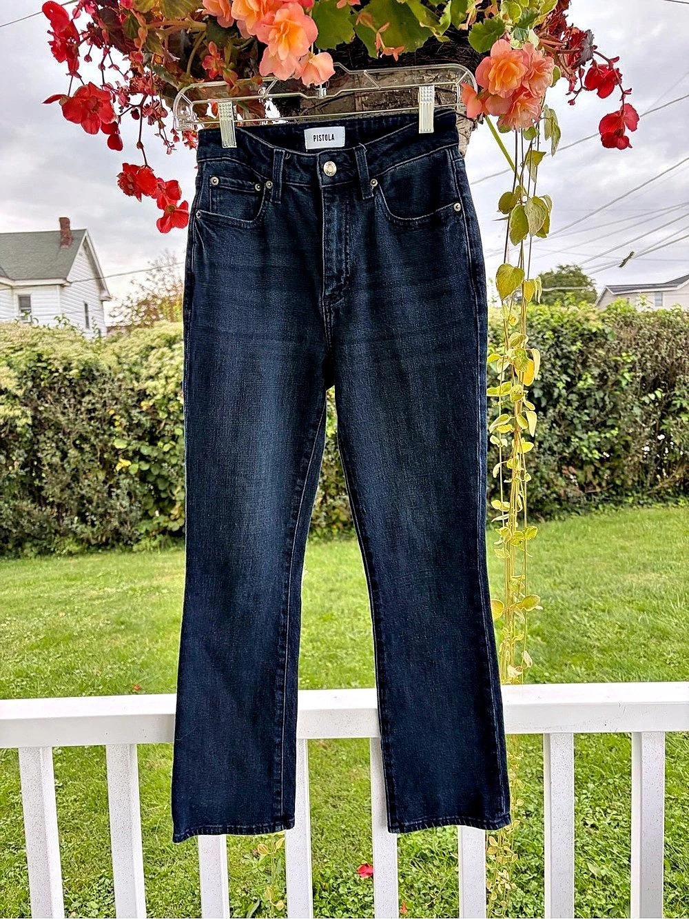 Pistola Joyrd High Rise Kick Flare Jeans Straight Leg Jeans in Blue Waist 24